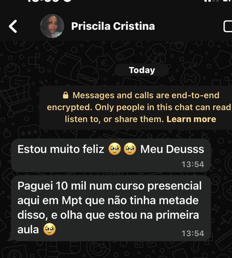 Depoimento de aluna